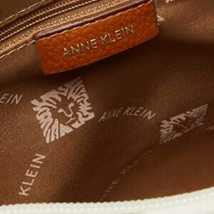 Anne Klein Pocket Tote with perf Ring Logo, Ginger Biscuit/Anne White/Ginger Biscuit