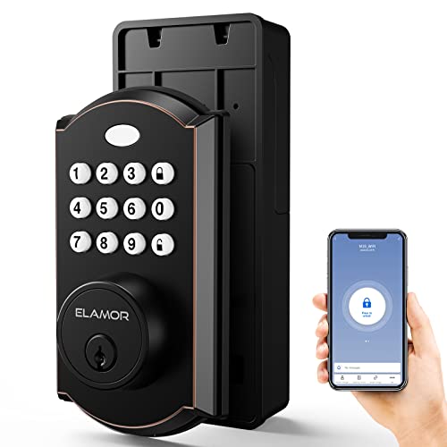 WiFi Smart Lock, Keyless Entry Door Lock with Remote Unlock, Easy to Install, Electronic Deadbolt with Voice Control, Security Door Lock Great for Front Door Home Use