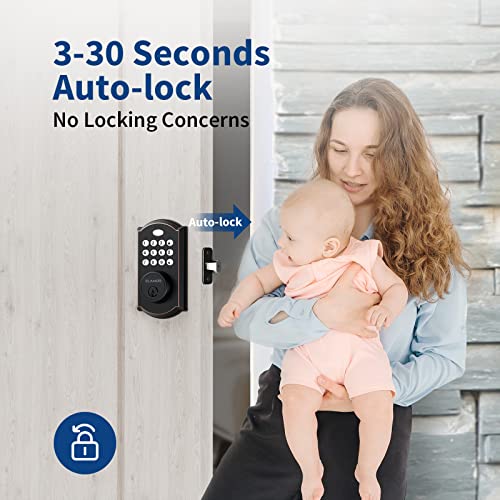 WiFi Smart Lock, Keyless Entry Door Lock with Remote Unlock, Easy to Install, Electronic Deadbolt with Voice Control, Security Door Lock Great for Front Door Home Use