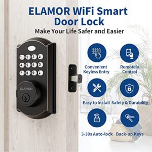 WiFi Smart Lock, Keyless Entry Door Lock with Remote Unlock, Easy to Install, Electronic Deadbolt with Voice Control, Security Door Lock Great for Front Door Home Use