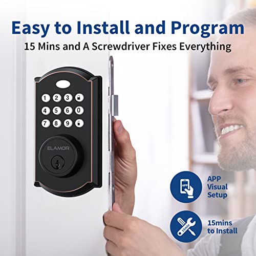 WiFi Smart Lock, Keyless Entry Door Lock with Remote Unlock, Easy to Install, Electronic Deadbolt with Voice Control, Security Door Lock Great for Front Door Home Use