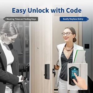 WiFi Smart Lock, Keyless Entry Door Lock with Remote Unlock, Easy to Install, Electronic Deadbolt with Voice Control, Security Door Lock Great for Front Door Home Use