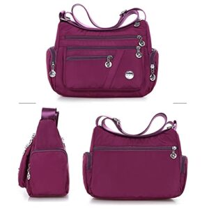 SULCET Crossbody Bag for Women Nylon Shoulder Purse Roomy Multiple Pockets Bag Large Capacity Messenger Satchel