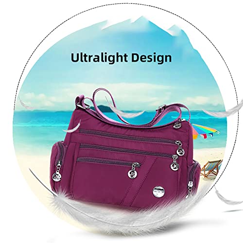 SULCET Crossbody Bag for Women Nylon Shoulder Purse Roomy Multiple Pockets Bag Large Capacity Messenger Satchel