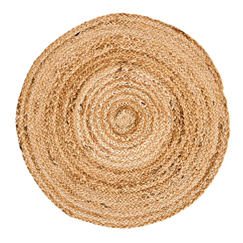 Round Shape Braided Rug Floor Rug mat Cotton Home Decor Rug Circular Meditation mat Yoga mat Jute Rug Solid Area Rugs (2 feet, Natural)