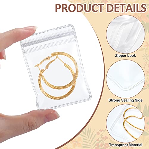 200 Pieces Clear Jewelry Bags Clear Zipper Plastic Bag Self Seal PVC Rings Earrings Packing Pouch Storage Bags for Holding Jewelries (Mixed Sizes)