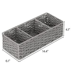 StorageWorks Rope Paper Storage Baskets Set, Gray