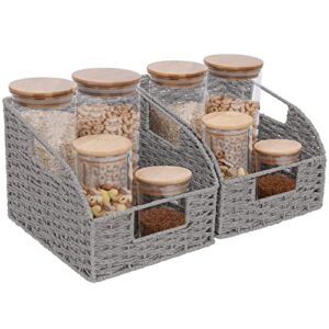 StorageWorks Rope Paper Storage Baskets Set, Gray