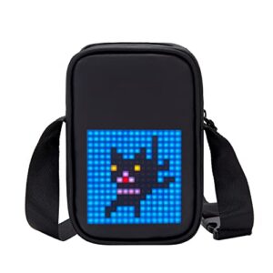 led crossbody bag with bluetooth & programmable, mini messenger shoulder handbag wallet with full-color screen, small crossbody cell phone purse for women