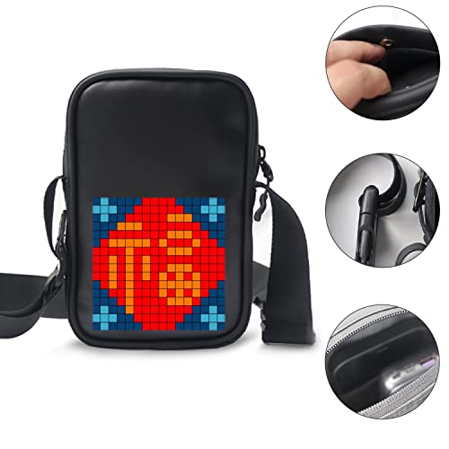 LED Crossbody Bag with Bluetooth & Programmable, Mini Messenger Shoulder Handbag Wallet With Full-Color Screen, Small Crossbody Cell Phone Purse for Women