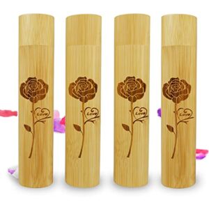 set of 4 small bamboo scattering urns tube for human ashes, eco & biodegradable friendly bamboo spreading cremation tube urn for male female child pet ashes