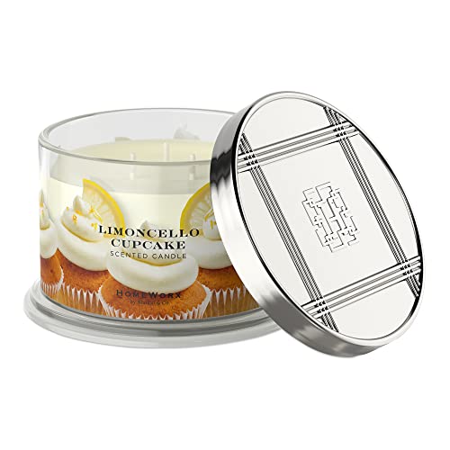 Premium Scented 4-Wick Candle, Limoncello Cupcake, HomeWorx by Slatkin & Co - 18 oz - Long-Lasting Jar Candle, 30-55 Hours Burn Time - Limoncello, Sicilian Lemons, Candied Lemons, & Sparkling Sugar