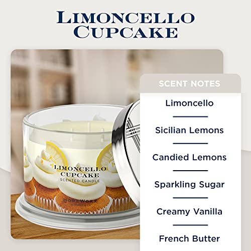 Premium Scented 4-Wick Candle, Limoncello Cupcake, HomeWorx by Slatkin & Co - 18 oz - Long-Lasting Jar Candle, 30-55 Hours Burn Time - Limoncello, Sicilian Lemons, Candied Lemons, & Sparkling Sugar