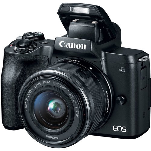 Canon EOS M50 Mirrorless Digital Camera (Black) with 15-45mm STM Lens + Deluxe Accessory Bundle Including Sandisk 32GB Card, Canon Case, Flash, Grip Multi Angle Tripod, 50" Tripod, Filters and More.