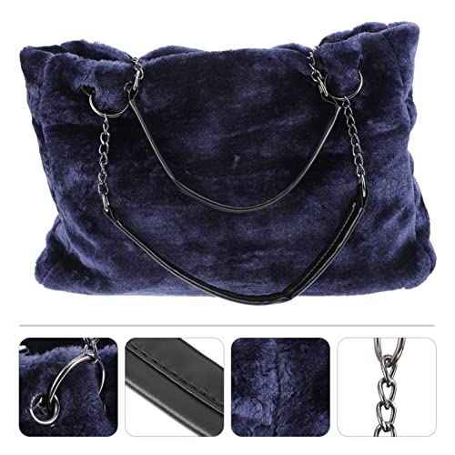 KESYOO Womens Tote Purse Chic Tote Bag Plush Tote Bag Chain Bag Fuzzy Handbag Large Capacity Single Shoulder Bag for Shopping Ourdoor Hand Bags