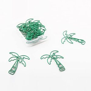 30Pcs Coconut Tree Shape Paper Clips Green Palm Tree Bookmarks Planner Clips for Office School Supplies Birthday Wedding Decoration