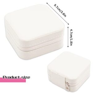 Portable Travel Mini Jewelry Box Leather Jewellery Ring Organizer Case Storage Gift Box Girls Women (white).