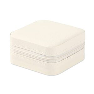 Portable Travel Mini Jewelry Box Leather Jewellery Ring Organizer Case Storage Gift Box Girls Women (white).