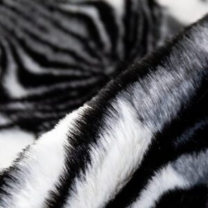 Miiciuib Cute Zebra Rug, Faux Fur Skin Plush Animal Shape Floor Carpet Decor Cushion for Bedroom Living Room (Zebra, 33.5 x 43 Inches)