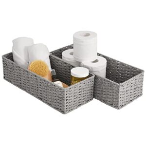 StorageWorks Rope Paper Storage Baskets Set, Gray