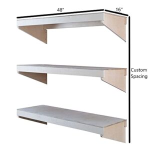 SHEDorize 3-Tier Wall Shelf - Unfinished Shelf for Wall (16" x 48") - Made in The USA - Perfect Wall Mounted Shelf for Bedroom, Office, Bathroom, Storage Room, etc