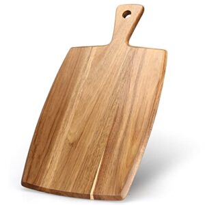 best acacia wood cutting board with handle wooden charcuterie board kitchen chopping boards for bread meat cutting boards fruit cheese serving board butcher block carving board, 17″ x 10″