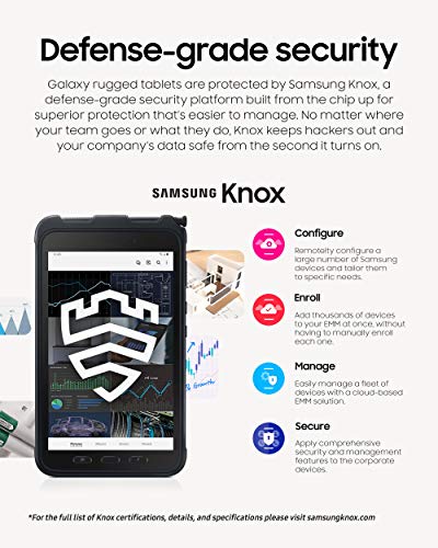 Samsung Galaxy Tab Active3 Enterprise Edition 8” Rugged Multi Purpose Tablet |128GB & WIFI & LTE (UNLOCKED) | Biometric Security (SM-T577UZKGN14), Black