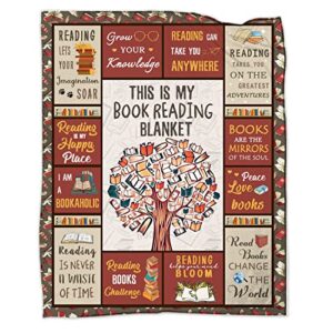 fiwbnasz book lovers blanket gift, book reading librarian gifts throw blanket 50″x60″, book club gifts for reading lover bookish, book lover birthday christmas graduation blanket gift