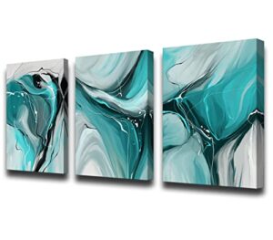 canvas painting abstract wall art teal wall art living room canvas wall art bedroom wall art bathroom wall art abstract watercolor home decor kitchen poster art 12×16 inch/set of 3,wall decor painting