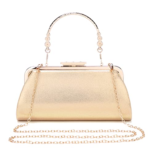 Women's Evening Bag for Dinner Night Clutch Purse Handbag with Rhinestone Tassels Gold