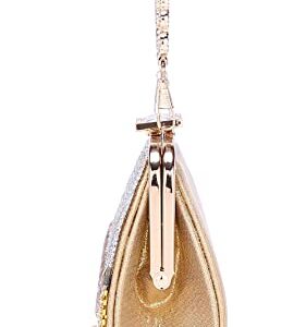 Women's Evening Bag for Dinner Night Clutch Purse Handbag with Rhinestone Tassels Gold