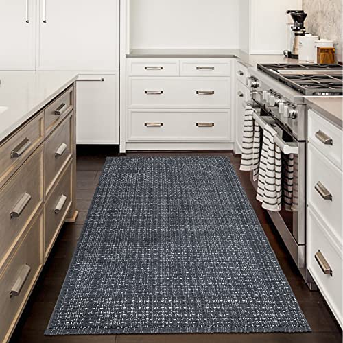 Seavish Laundry Room Mat Washable Rug 3'x5' Dark Grey Braided Rugs Farmhouse Clearance Bohemian Decor Bedroom Indoor Outdoor Carpet for Entryway Kitchen Living Room