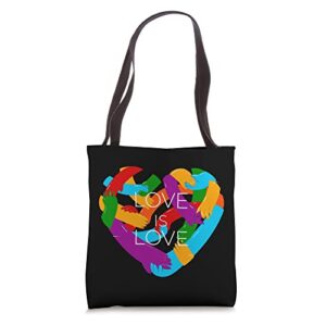 enjoy love, love is love, spread love quotes graphic be kind tote bag