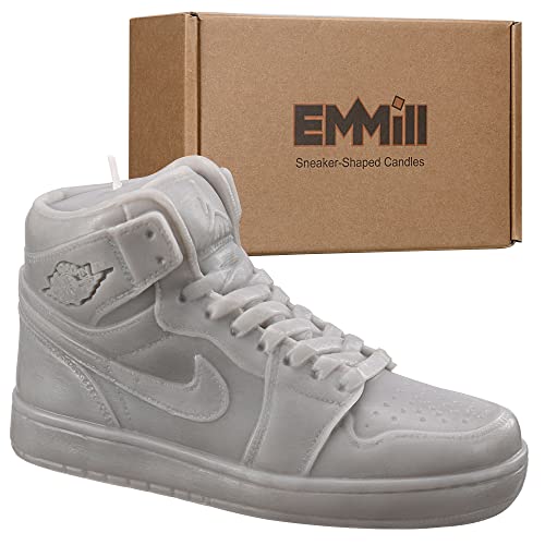 EMMill Extra Large Sneaker Shoe Candle - Grey - 7” x 4” - Vanilla Scented, Realistic Detail, 100% Soy Wax, Strong Cotton Wick. Perfect Decoration for Home Decor, Living Room, Bedroom