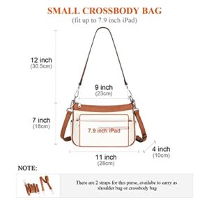 Over Earth Genuine Leather Shoulder Bag Small Crossbody Handbags for Women Ladies Purse(O131E Beige/Brown)