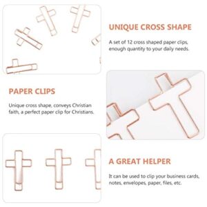 TOYANDONA 12pcs Cross Paper Clips Bible Paper Clips Journaling Items Clamps Christian Bible Study Supplies Metal Bookmark Memo Clip for Office School Religious Gift