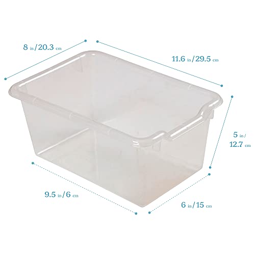 ECR4Kids Scoop Front Storage Bins, Multipurpose Organization, Clear, 25-Piece