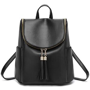 i ihayner backpack purse for women girl pu leather fashion backpack cute mini shoulder bag with charm tassel black