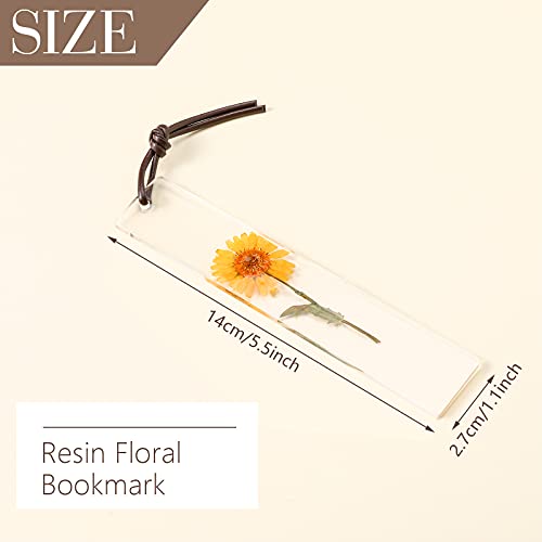 4 Pieces Bookmark Resin Dried Flowers Bookmarks Handmade Resin Floral Bookmarks for Girls Women Ladies Children Kids Teens Lovely Party Favors School Classroom Prize Reading Rewards (Chic Style)