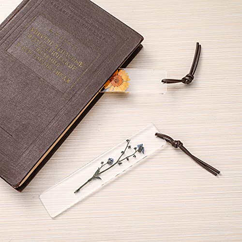 4 Pieces Bookmark Resin Dried Flowers Bookmarks Handmade Resin Floral Bookmarks for Girls Women Ladies Children Kids Teens Lovely Party Favors School Classroom Prize Reading Rewards (Chic Style)