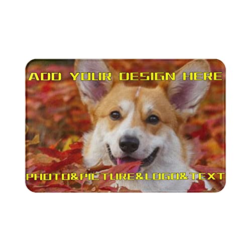 Custom Rug Pad Personalized Your Own Image Text Photo Welcome Doormat Rubber Backing Area Rugs Floor Mats Non Slip Carpet for Foyer Front Porch Back Door Patio 16"x24"