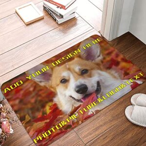 Custom Rug Pad Personalized Your Own Image Text Photo Welcome Doormat Rubber Backing Area Rugs Floor Mats Non Slip Carpet for Foyer Front Porch Back Door Patio 16"x24"