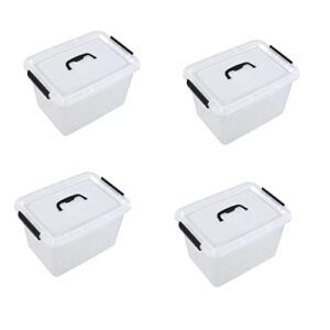 Yarebest 10 Liter Clear Storage Box, Plastic Box with Clips Lid, 4 Packs