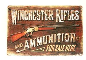bayyon tin sign winchester rifles tin metal sign man cave vintage ad style gun ammo shop 8x12inch