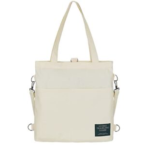 wuliqiuqiu women’s hobo bag canvas shoulder bag with zipper casual crossbody large capacity handbag tote travel bag beige