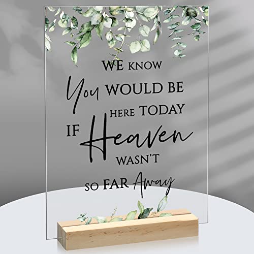 Rustic Wedding Decorations Sympathy Gift in Loving Memory Wedding Sign 7.87 x 5.91 Inch Acrylic Wedding Memorial Sign with Wood Place Card Holder for Anniversary Reunion Ceremony Reception Remembrance