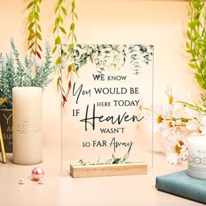 Rustic Wedding Decorations Sympathy Gift in Loving Memory Wedding Sign 7.87 x 5.91 Inch Acrylic Wedding Memorial Sign with Wood Place Card Holder for Anniversary Reunion Ceremony Reception Remembrance