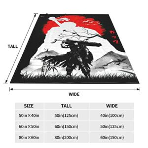 Fuboter Anime Berserk Throw Blanket 3D Warm Flannel Super Soft Fleece Blankets for Bed Sofa Chair Couch Outdoor Travel 80''x60'', Black