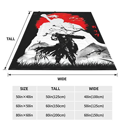 Fuboter Anime Berserk Throw Blanket 3D Warm Flannel Super Soft Fleece Blankets for Bed Sofa Chair Couch Outdoor Travel 80''x60'', Black