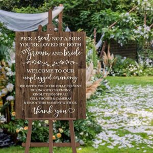 unplugged ceremony, pick a seat not a side, wedding sign, wedding ceremony sign 16×20 inch